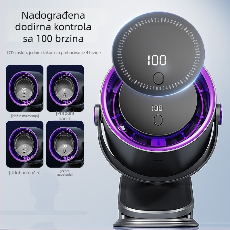 Klipiventilator na stol bez lopatica, USB napajanje, ugrađena baterija, 4 brzine