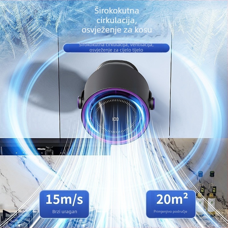 Klipiventilator na stol bez lopatica, USB napajanje, ugrađena baterija, 4 brzine