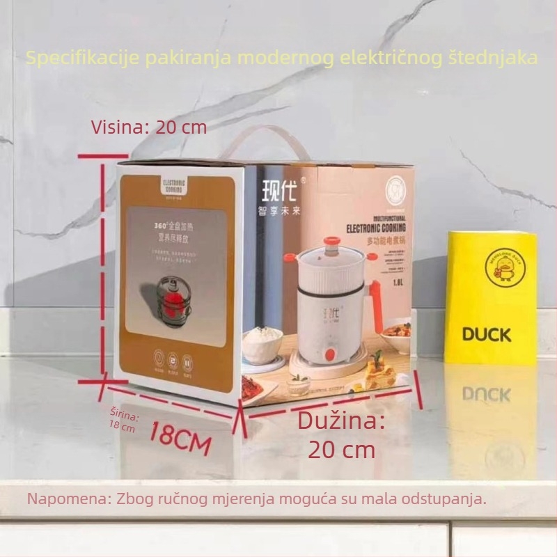 Električna posuda za studentski dom – mini višenamjenski lonac za rezance, sve-u-jednom, 800 W, 1-2 L, s funkcijom protiv sušenja