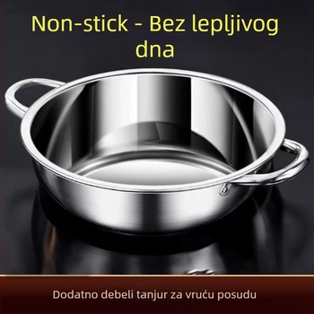 304 nehrđajući čelik, šabu lonac s dvostrukim ručkama, kapacitet 2,1–4 L, jednosno dno, kompatibilan s indukcijskom pločom