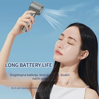 Prijenosni USB bezlopatni turbinski ventilator, motor bez četkica, 5 brzina, ugrađena baterija 800–1000 mAh