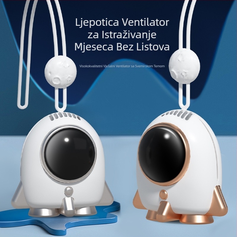 Ventilator bez lopatica za vrat, USB napajanje, ugrađena baterija 300–500 mAh, 2 brzine, buka 36 dB
