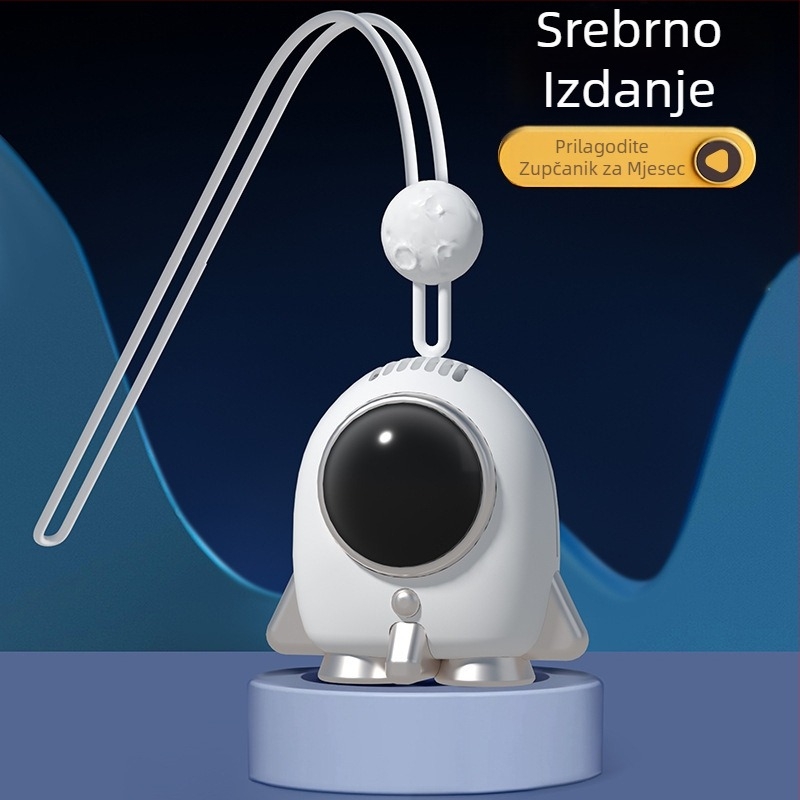 Ventilator bez lopatica za vrat, USB napajanje, ugrađena baterija 300–500 mAh, 2 brzine, buka 36 dB