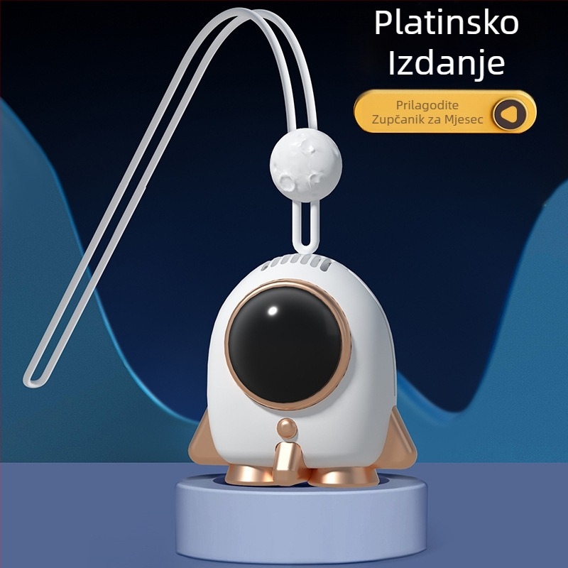 Ventilator bez lopatica za vrat, USB napajanje, ugrađena baterija 300–500 mAh, 2 brzine, buka 36 dB