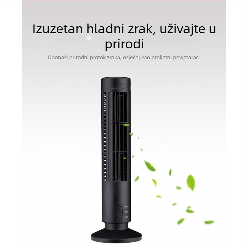 USB napajani bezlopatni stolni ventilator s LED lampom za zaštitu očiju, prirodni zrak, 2 brzine