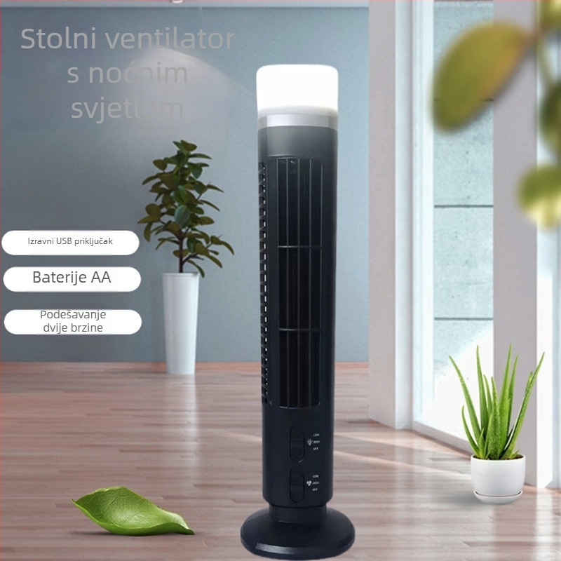 USB napajani bezlopatni stolni ventilator s LED lampom za zaštitu očiju, prirodni zrak, 2 brzine