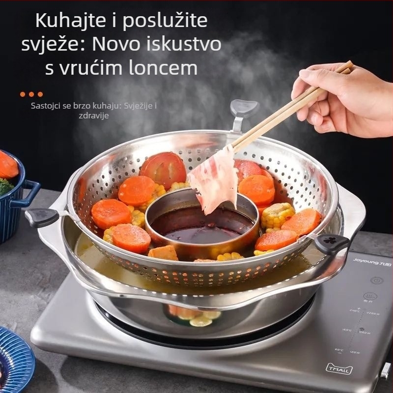 Rotirajući prilagodljivi nehrđajući čelik Mandarin Duck hot pot – 4,1–6 L, donja baza, bez poklopca, marka TAIYANG