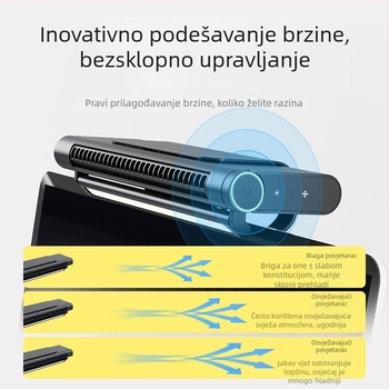 Stolni ventilator tornja s ugrađenom baterijom 2000–4000 mAh i USB napajanjem, 3 brzine, buka 36–45 dB, trajanje 3–6 sati