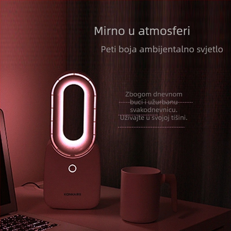 Ventilator bez lopatica stolni s USB punjenjem, prijenosan i tih, s ugrađenom baterijom 2500 mAh, 4 brzine