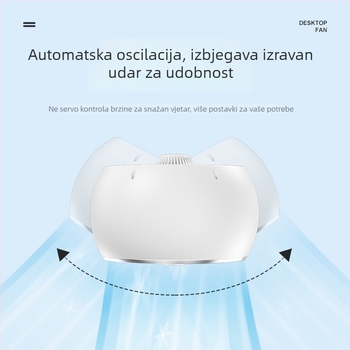 Stolni USB ventilator s ugrađenom baterijom 4000-6000 mAh, brushless motor, 6 brzina protoka zraka, tih 45-50 dB