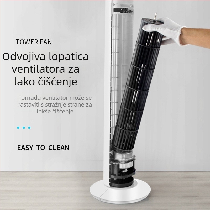 Toranj ventilator bez lopatica QB-T628, 220V, 45W, 50Hz, buka 40–50 dB, 3 brzine, režimi prirodni/spavanje/normalan vjetar, mehaničko upravljanje, brushless motor