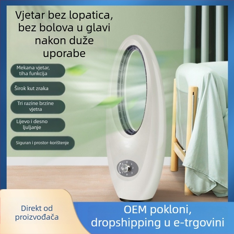 Toranj ventilator bez lopatica QB-T628, 220V, 45W, 50Hz, buka 40–50 dB, 3 brzine, režimi prirodni/spavanje/normalan vjetar, mehaničko upravljanje, brushless motor