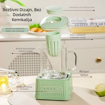 Zdravstvena posuda za čaj s digitalnim termostatom, staklena tijela, 500W, model MZS-500B, za 2-3 osobe