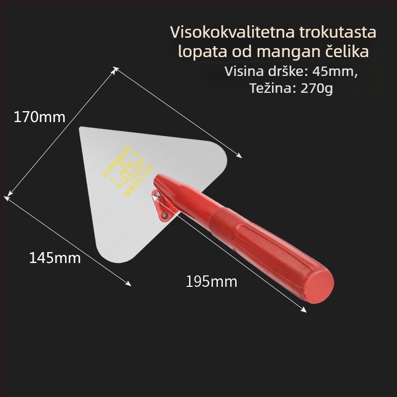Lu Feng zidarska špatula, velika u obliku breskve, duljina 200 mm, debljina 1 mm