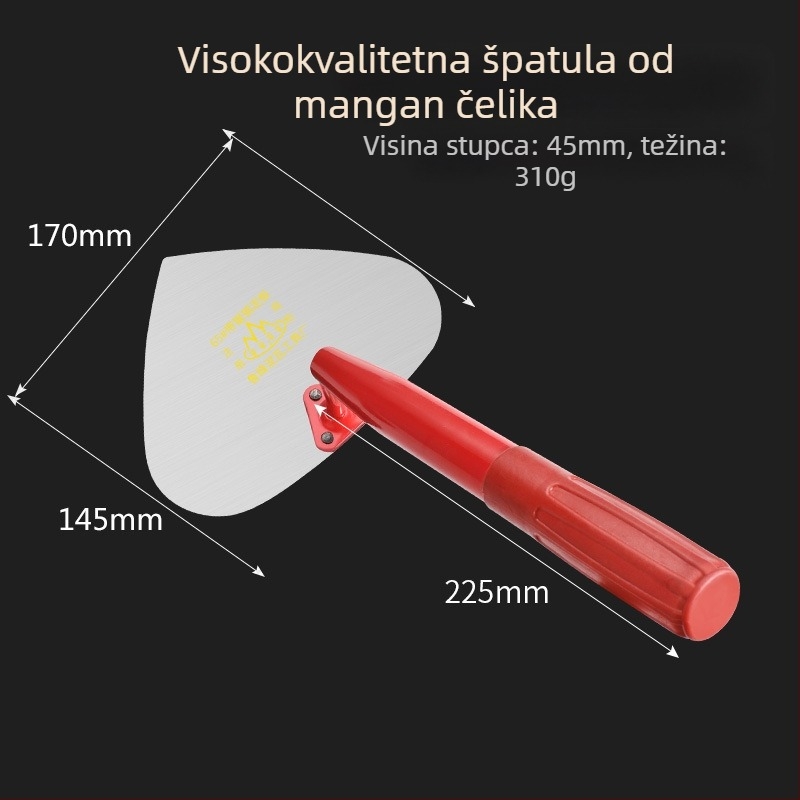 Lu Feng zidarska špatula, velika u obliku breskve, duljina 200 mm, debljina 1 mm