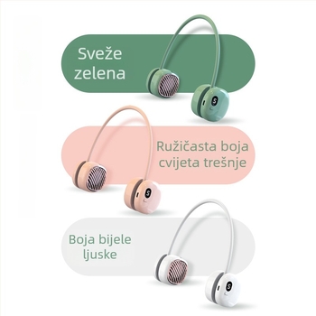 Ventilator bez lopatica za vrat, prijenosni, sklopivi, s digitalnim zaslonom, pet brzina, tih, snažan protok zraka