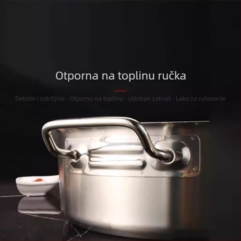 Nehrđajući čelični lonac za hot pot, ravno dno, 6,1–10 L, dvostruke ručke, premaz protivlijepljiv