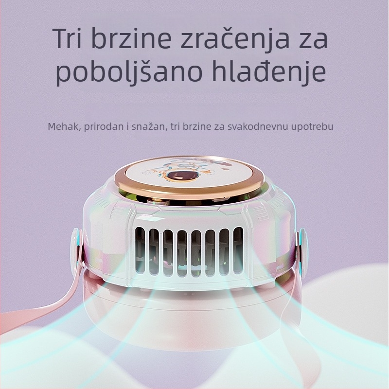 Vratni ventilator bez lopatica, USB punjenje, 3 brzine, zvuk ispod 36 dB, ugrađena baterija 300–500 mAh