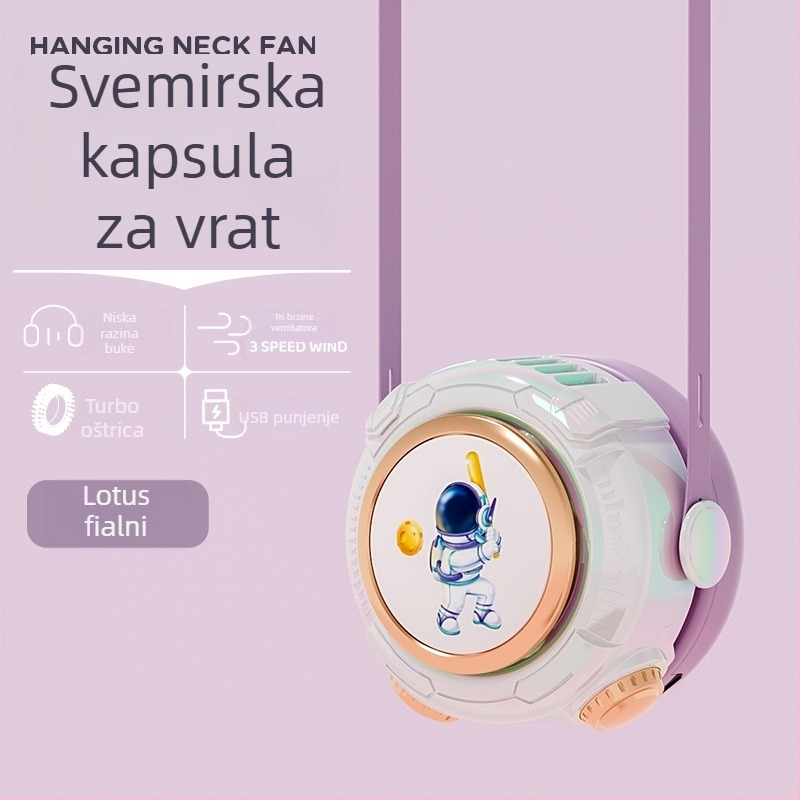 Vratni ventilator bez lopatica, USB punjenje, 3 brzine, zvuk ispod 36 dB, ugrađena baterija 300–500 mAh