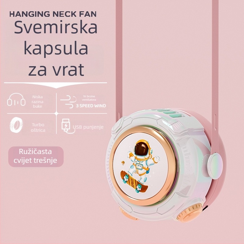 Vratni ventilator bez lopatica, USB punjenje, 3 brzine, zvuk ispod 36 dB, ugrađena baterija 300–500 mAh