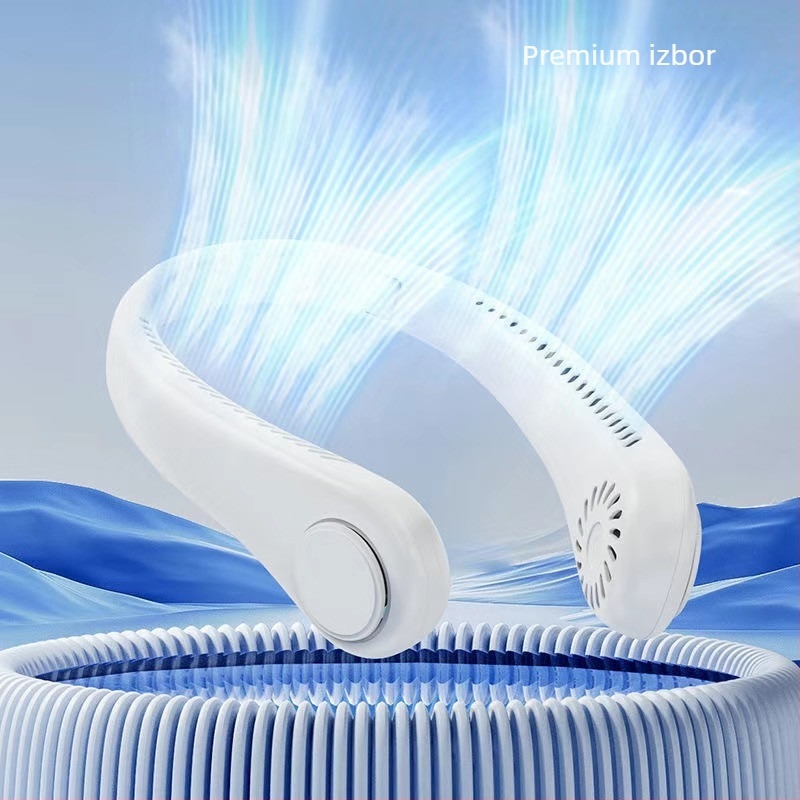 Ventilator za vrat bez lopatica, USB punjenje, 4 brzine, ugrađena baterija 1200–2000 mAh, motor bez četkica