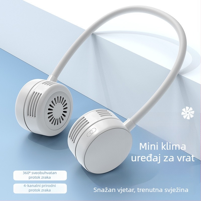 Nosivi ventilator oko vrata, sklopivi USB punjivi mini ventilator, dugotrajna baterija, prenosan za vanjsku upotrebu