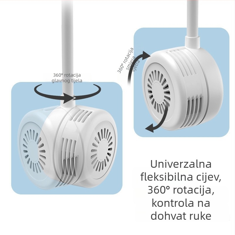 Nosivi ventilator oko vrata, sklopivi USB punjivi mini ventilator, dugotrajna baterija, prenosan za vanjsku upotrebu