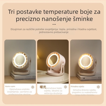 USB stolni ventilator s noćnim svjetlom, bez lopatica, turbinski dizajn, ugrađena baterija 2000–4000 mAh, 5 brzina, tih 36 dB, brushless motor