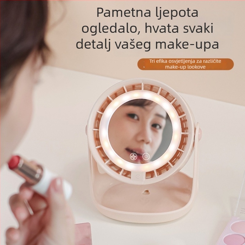 USB stolni ventilator s noćnim svjetlom, bez lopatica, turbinski dizajn, ugrađena baterija 2000–4000 mAh, 5 brzina, tih 36 dB, brushless motor