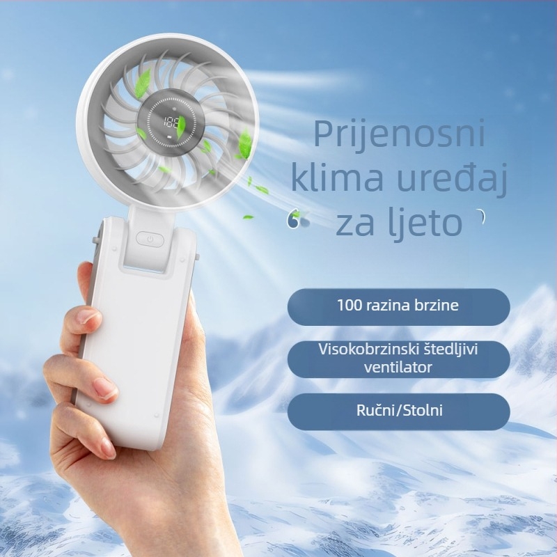 2024 novi model: sklopivi ventilator za vrat, ručni, USB, tih, bez lopatica, mini prijenosni ventilator
