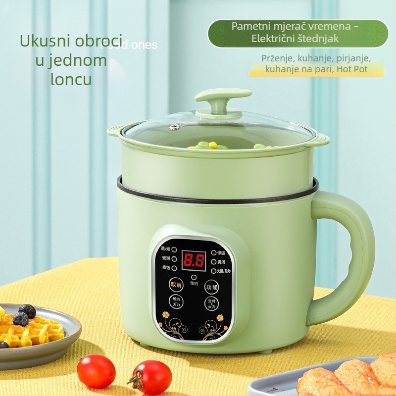 Inteligentni višenamjenski električni lonac, kompaktni 800W, neprijanjajući unutarnji lonac, za kuhanje na pari, prženje i kuhanje (1–2 porcije)