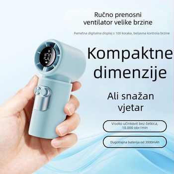 Ručni USB-prijenosni bezlopatni ventilator s digitalnim zaslonom, visokoučinkovita turbina, ugrađena baterija 2000–4000mAh