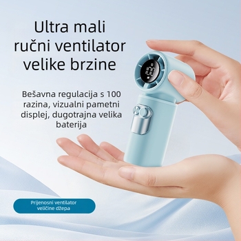 Ručni USB-prijenosni bezlopatni ventilator s digitalnim zaslonom, visokoučinkovita turbina, ugrađena baterija 2000–4000mAh