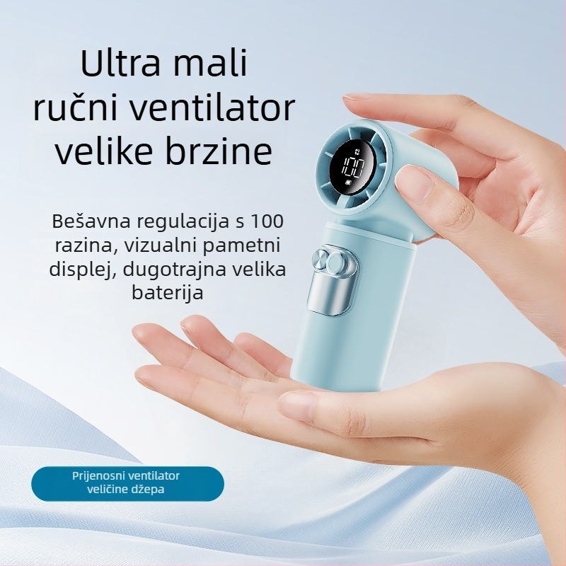 Ručni USB-prijenosni bezlopatni ventilator s digitalnim zaslonom, visokoučinkovita turbina, ugrađena baterija 2000–4000mAh