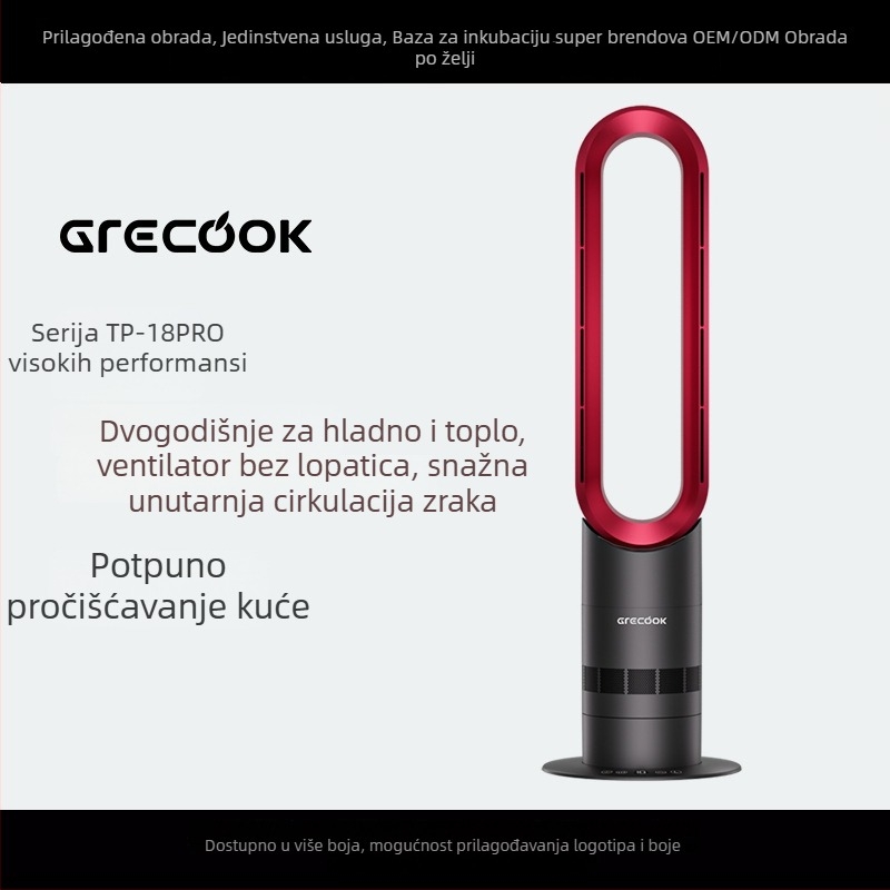 Grecook bez lopatica toranj ventilator za kućnu upotrebu, ultra tih, 10 brzina, daljinski upravljač, pogodan za 31–40 m²
