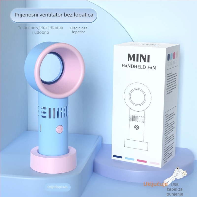 Ručni ventilator bez lopatica, USB punjenje, ugrađena litijska baterija, brushless motor, 3 brzine