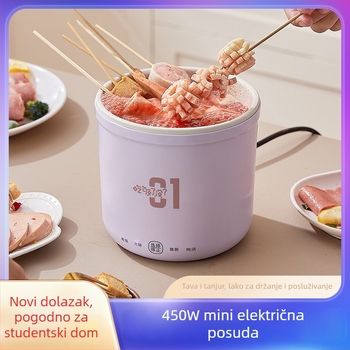 Mini električni lonac za studentski dom, kapacitet do 2 L, za 1 osobu, upravljanje gumbom, nelepivi unutarnji premaz, čišćenje u jednoj jedinici
