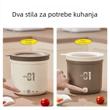 Mini električni lonac za studentski dom, kapacitet do 2 L, za 1 osobu, upravljanje gumbom, nelepivi unutarnji premaz, čišćenje u jednoj jedinici
