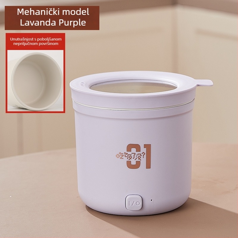 Mini električni lonac za studentski dom, kapacitet do 2 L, za 1 osobu, upravljanje gumbom, nelepivi unutarnji premaz, čišćenje u jednoj jedinici