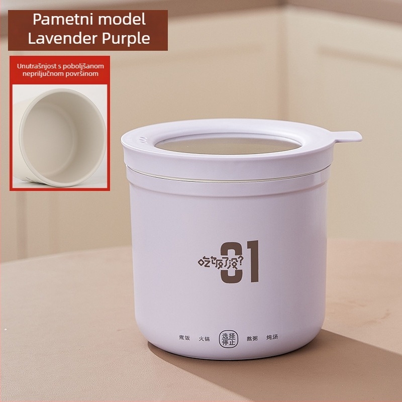 Mini električni lonac za studentski dom, kapacitet do 2 L, za 1 osobu, upravljanje gumbom, nelepivi unutarnji premaz, čišćenje u jednoj jedinici