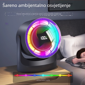Stolni USB ventilator bez lopatica, ugrađena litijska baterija 1200–2000 mAh, 5 razina brzine, motor bez četkica