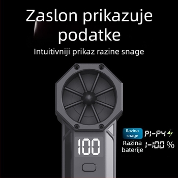 Ručni bežični ventilator s ugrađenom baterijom, 4 brzine, 160 W, USB punjenje, težina 0.25 kg