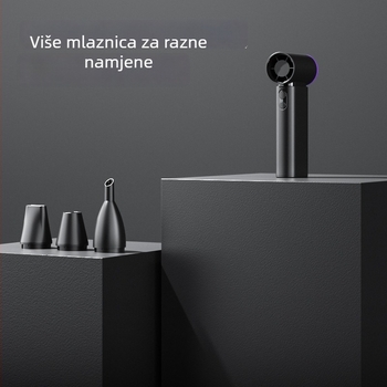 Ručni džepni ventilator s bezlopaticnim dizajnom, motor bez četkica, ugrađena baterija 6000 mAh, USB punjenje, 4 brzine, buka ispod 36 dB