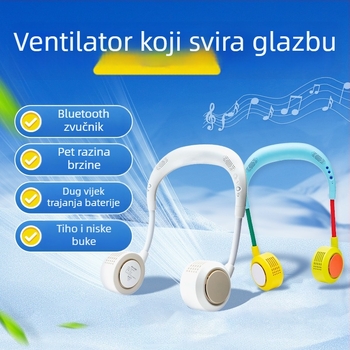 Bluetooth bešični ventilator za vrat, bez lopatica, prijenosni tiši vanjski ventilator za sport