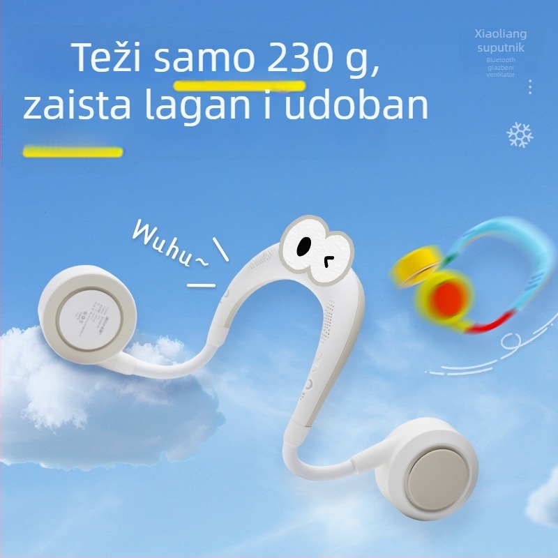 Bluetooth bešični ventilator za vrat, bez lopatica, prijenosni tiši vanjski ventilator za sport