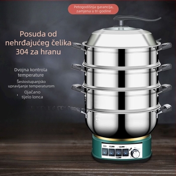 Višenamjenski električni lonac s parom i wok funkcijom — unutarnji lonac od Maifan kamena, kapacitet ispod 1 L, funkcija protiv suhog izgaranja i automatsko isključivanje, snaga 801–1000 W