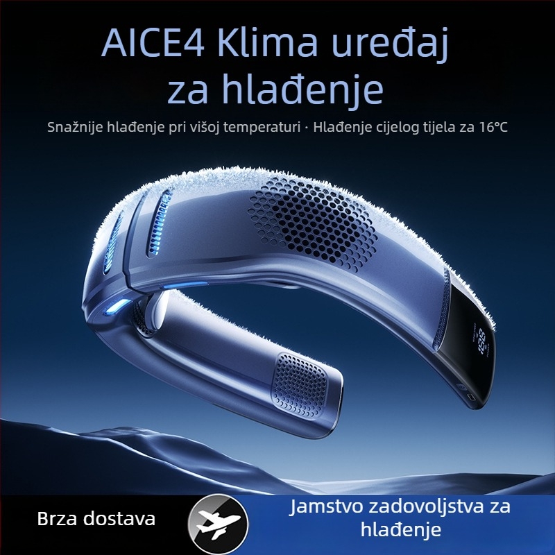 Ventilator za vrat bez lopatica, ugrađena baterija 2000–4000 mAh, USB punjenje, brushless motor