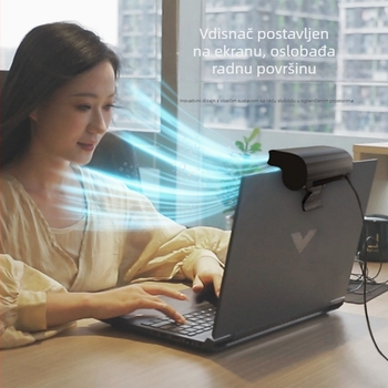 Clip-on bezlopatni ventilator s pročišćivačem zraka i negativnim ionima, kabelsko upravljanje, 4 brzine, 5V 5W