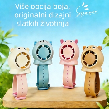 Ventilator bez lopatica za djecu u obliku sata, s tri brzine, tih, dugotrajna baterija, USB punjenje, mini ručni ventilator