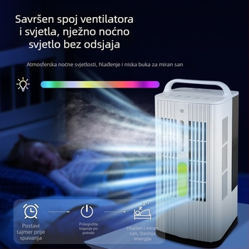Prijenosni ventilator s ledenom maglom, stolni ovlaživač, AC napajanje 240V, 35W, buka <36 dB, spremnik vode 1.0–2.5 L